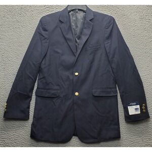 Chaps Blazer Jacket Boys 20 Navy Lined Flap Pocket Notch Lapel Single Breasted